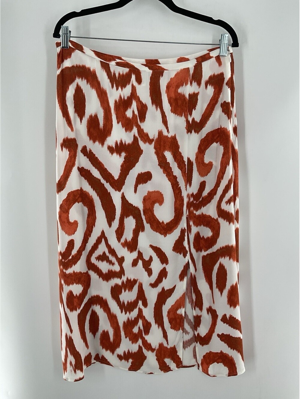 H&M Women’s Size 10 Orange And Beige Skirt Midi 009